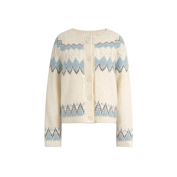 Kroche Fair Isle Jacquard Woolen Knit Cardigan