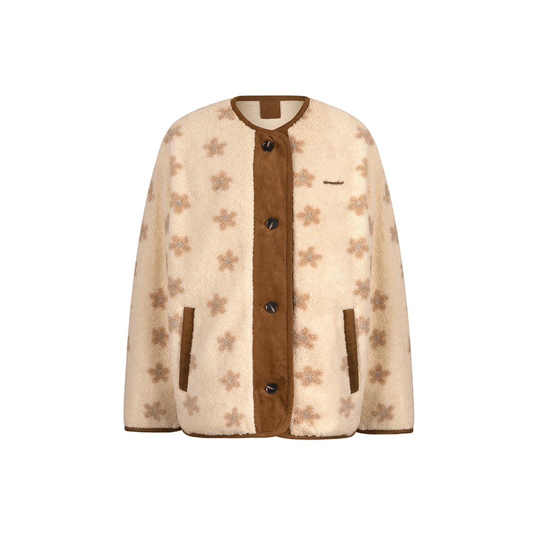 Kroche Reversible Suede Patchwork Padded Fleece Jacket