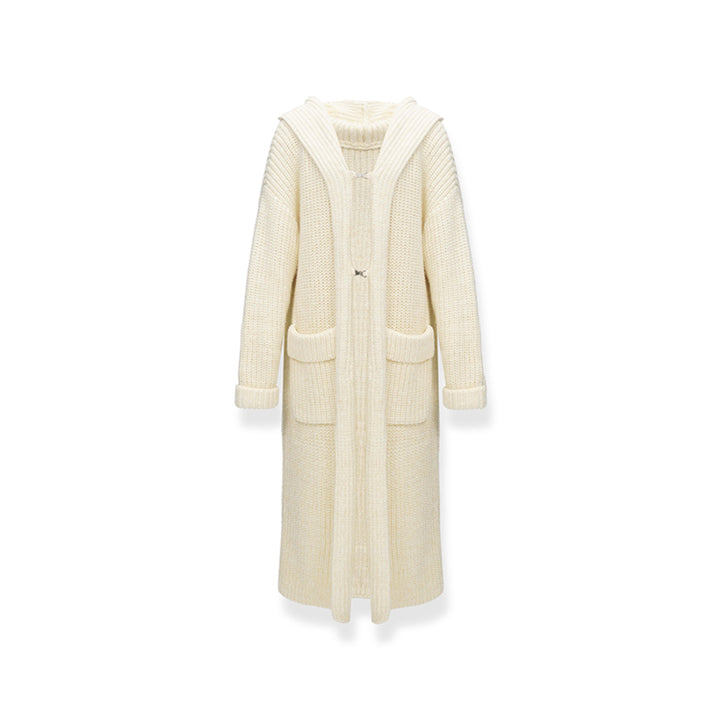 NotAwear Thickened Creamy Hooded Oversized Cardigan