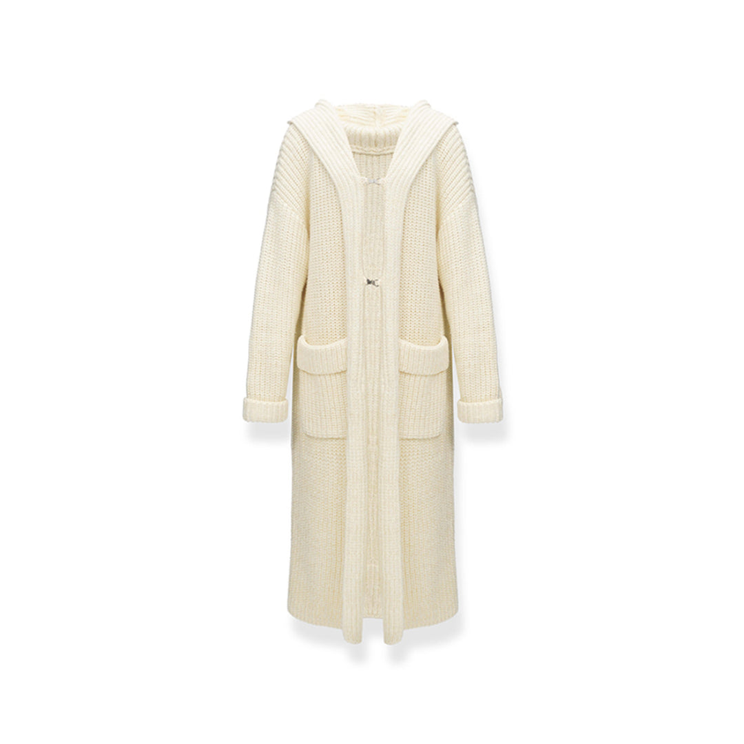 NotAwear Thickened Creamy Hooded Oversized Cardigan - Mores Studio