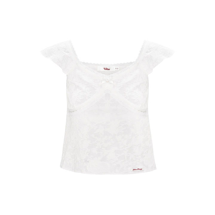 Liilou Lace Little Flying Sleeve Vest White