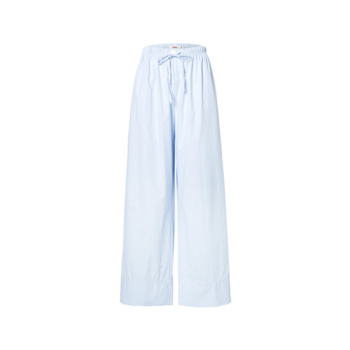 Liilou Vertical Striped Wide-Leg Casual Pants Blue