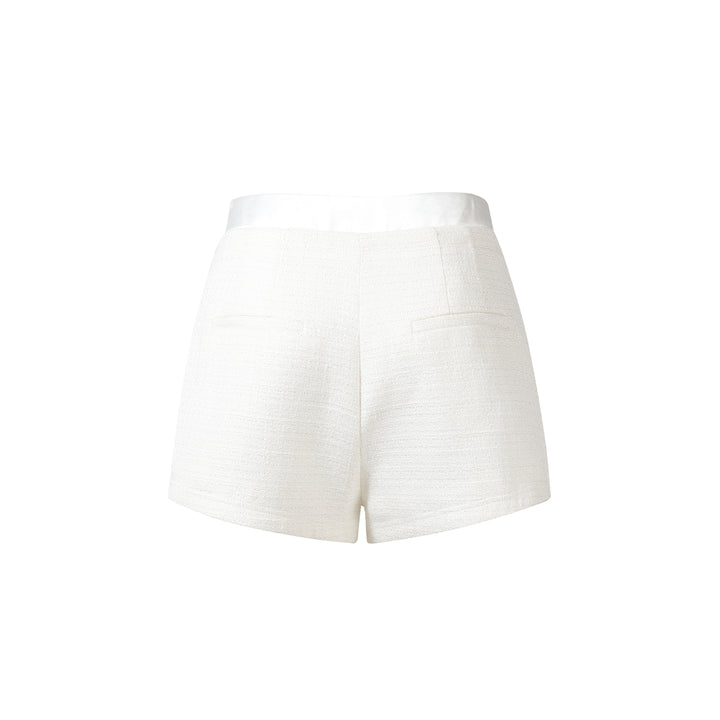 Three Quarters Tweed Lace Shorts White - Mores Studio