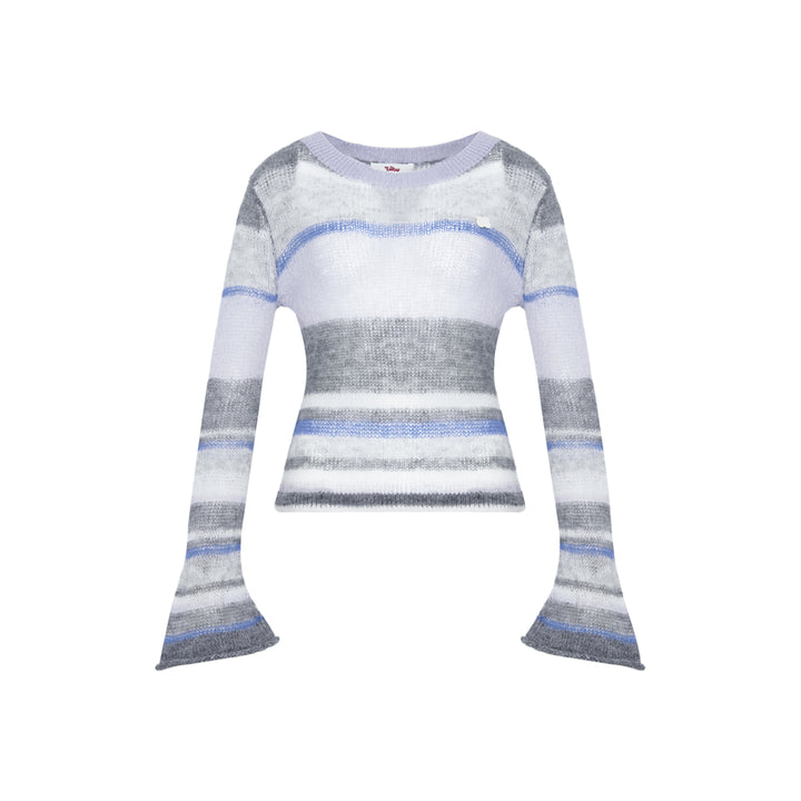 Liilou Striped Contrast Bootcut Knitted Top