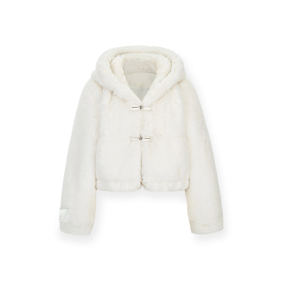 NotAwear Eco Rabbit Fur Cropped Hooded Jacket - Mores Studio