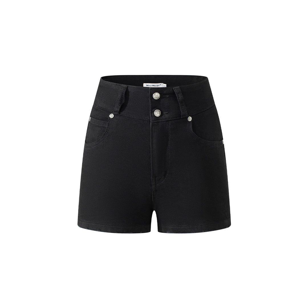 MacyMccoy High-Waist Denim A-Line Shorts Black