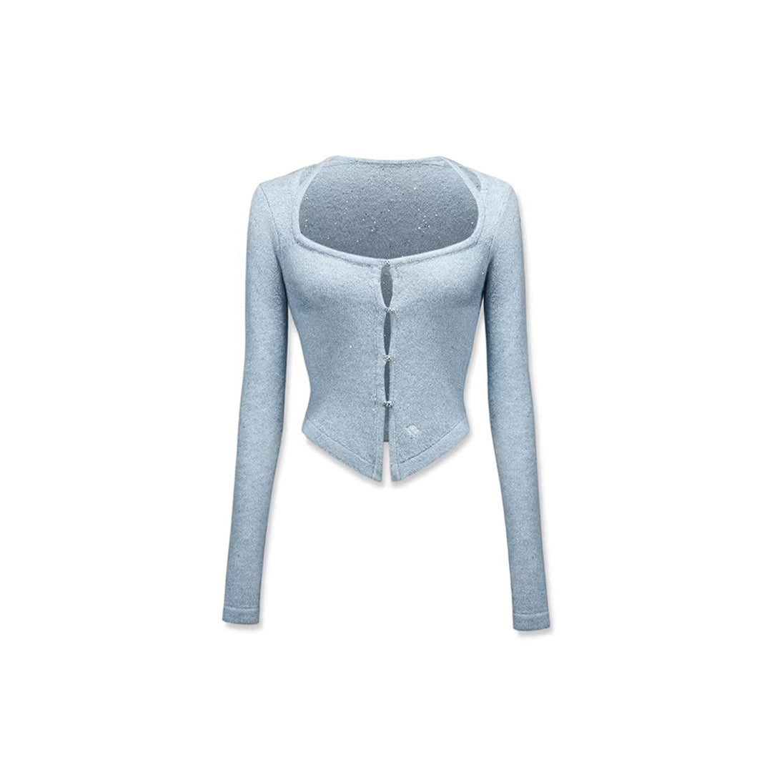 NotAwear Square Neck Slim Hollow-Out Top Blue - Mores Studio