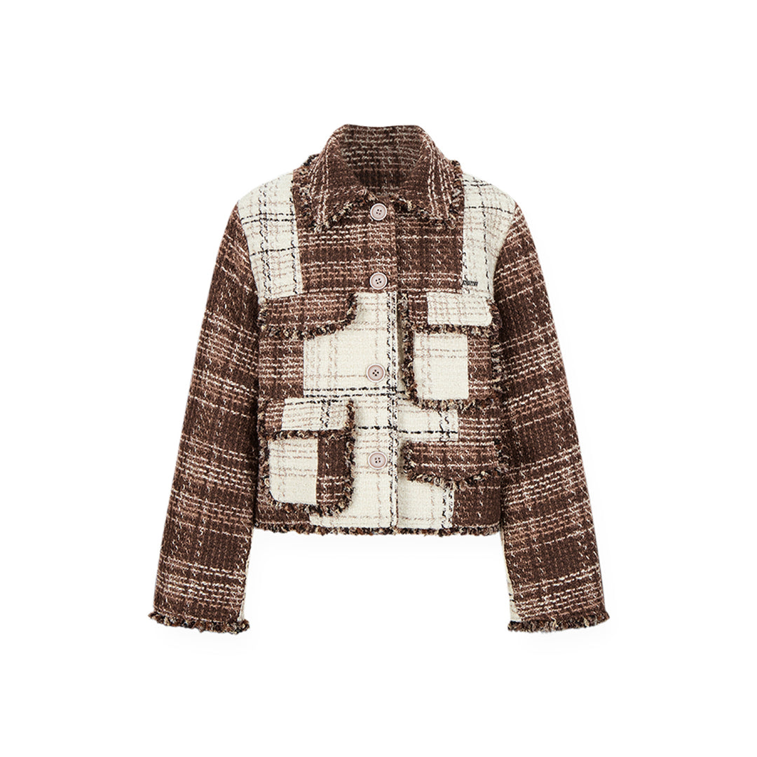 NotAwear Color Blocked Patchwork Tweed Jacket - Mores Studio