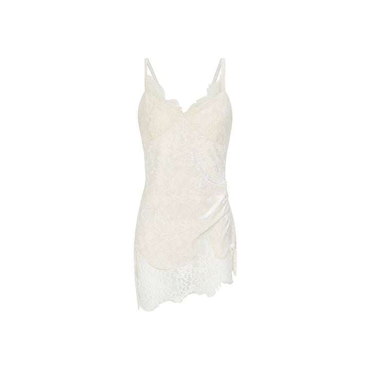 Via Pitti Fake-2-Piece Lace Irregular Slip Vest