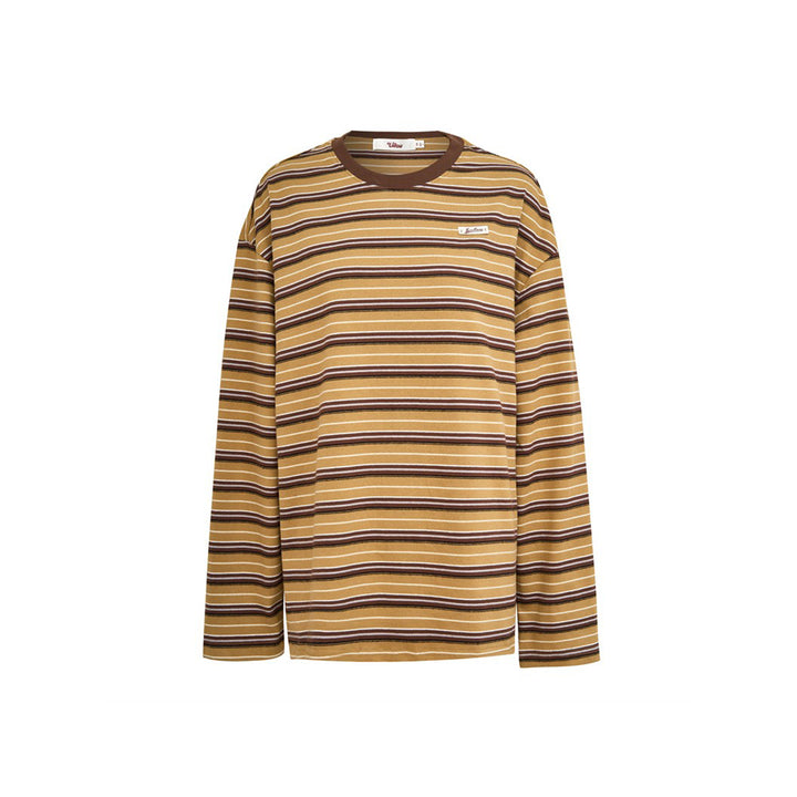 Liilou Athflow Contrast Color Striped L/S Top Brown