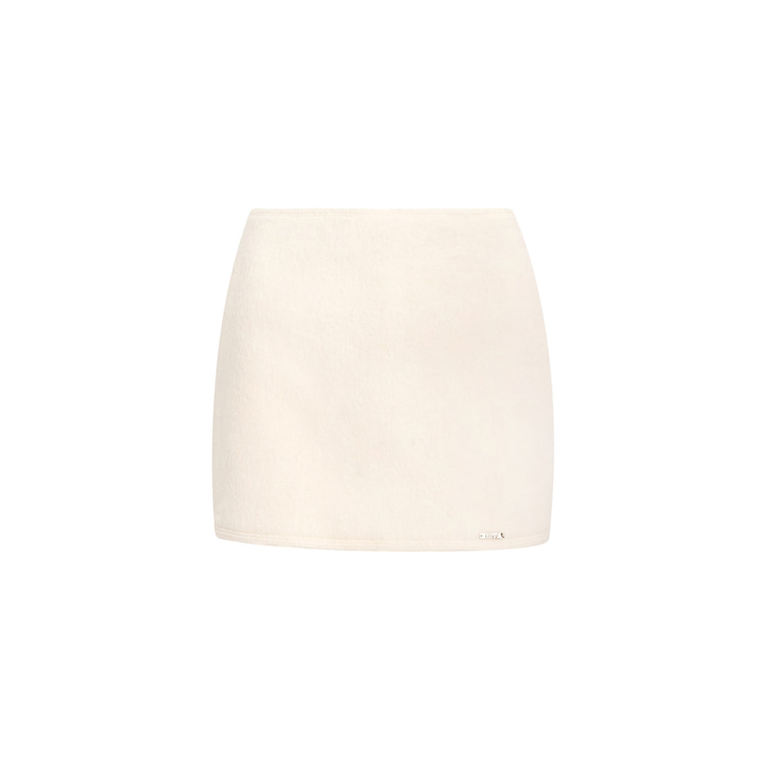 Liilou A-line Woolen Tweed Thicken Skirt White