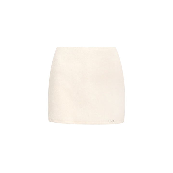 Liilou A-line Woolen Tweed Thicken Skirt White