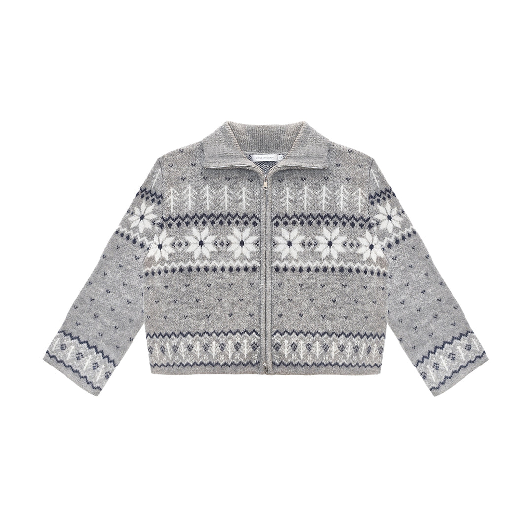 AsGony Fair Isle Retro Woolen Short Cardigan