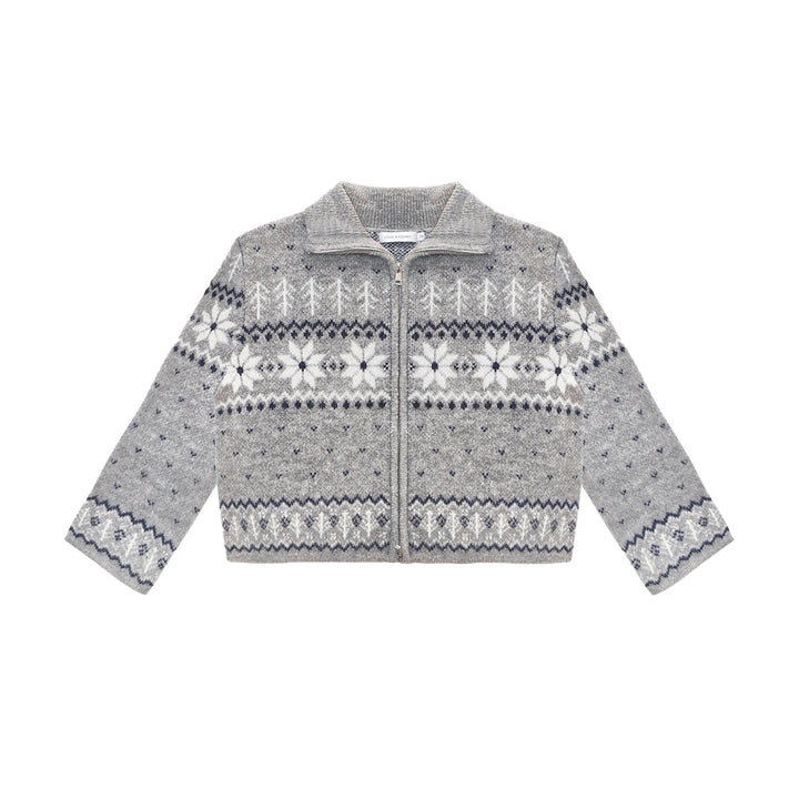 AsGony Fair Isle Retro Woolen Short Cardigan