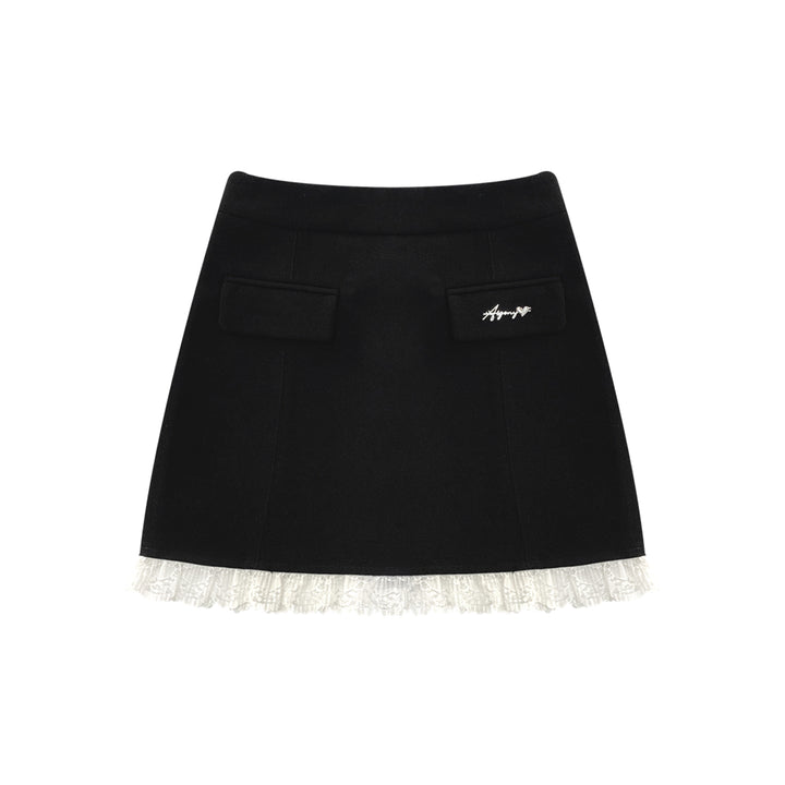 AsGony Color Blocked Lace Patchwork Skirt