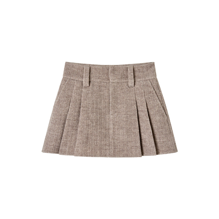 Via Pitti Classic Pleated Skirt Khaki - Mores Studio