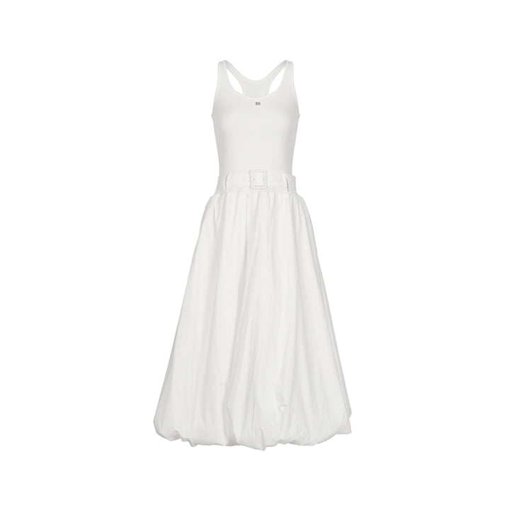 Liilou Waistband Vest Puff Dress White