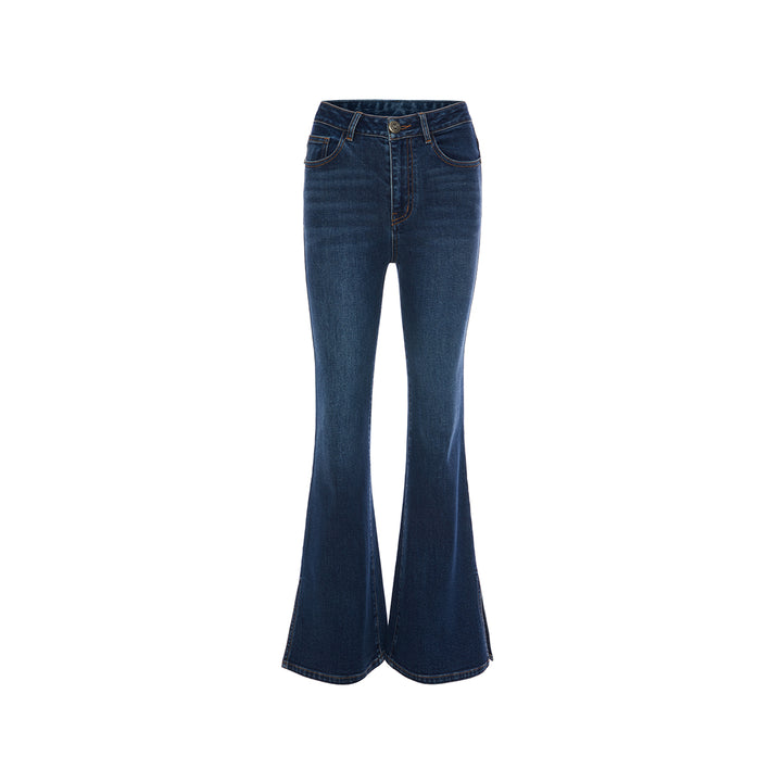 Rocha Roma Side Split Stretch Slim Flare Jeans Blue