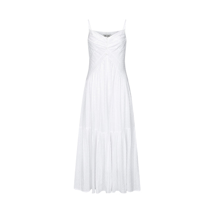 Marc Moore Jacquard V-Neck Sleeveless Dress White
