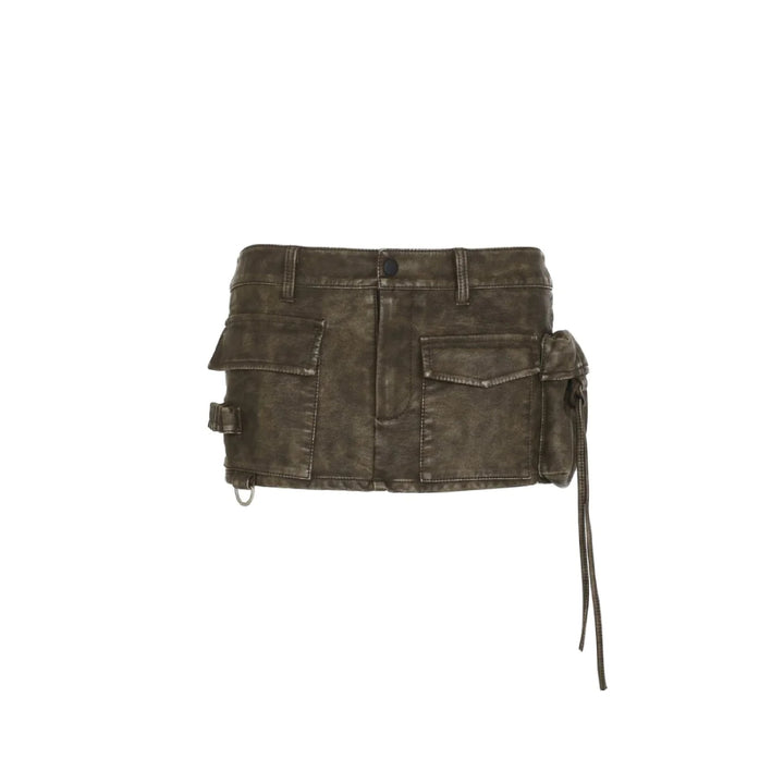 Ann Andelman Vintage Leather Mini Skirt Dark Brown - Mores Studio