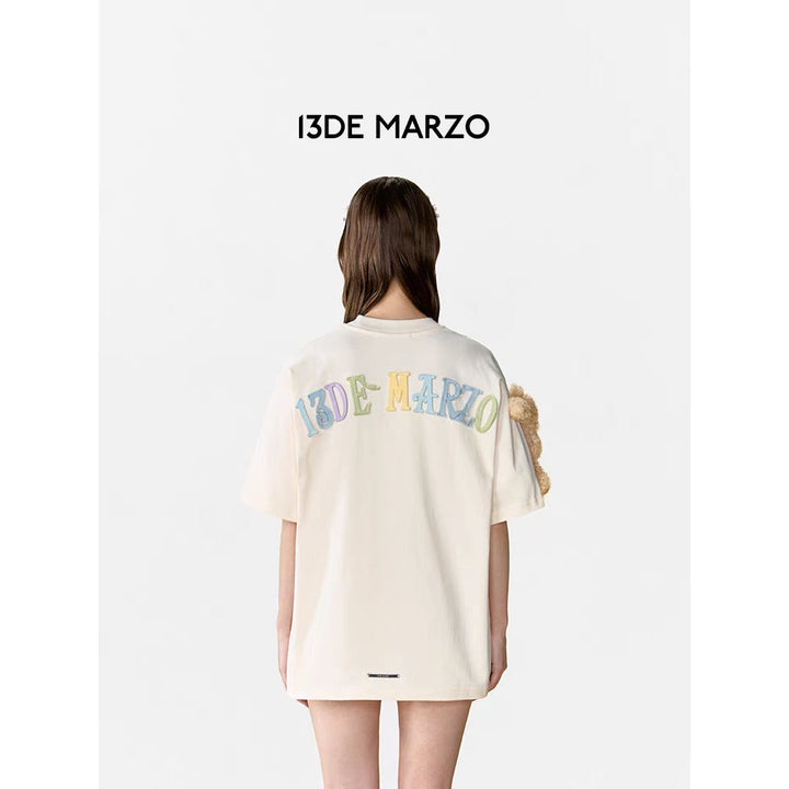 13De Marzo Macaron Logo T-Shirt Beige - Mores Studio