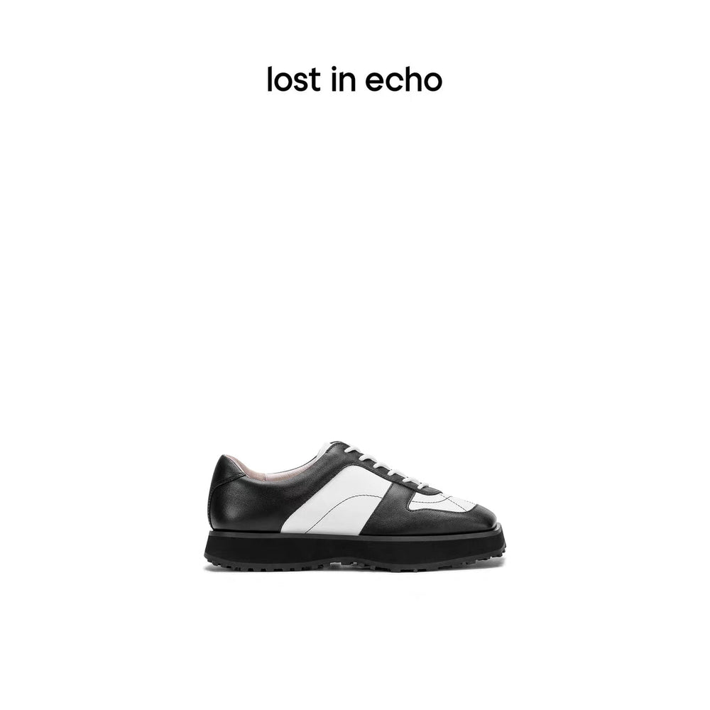 Lost In Echo Color Blocked Leather Brogues Black - Mores Studio