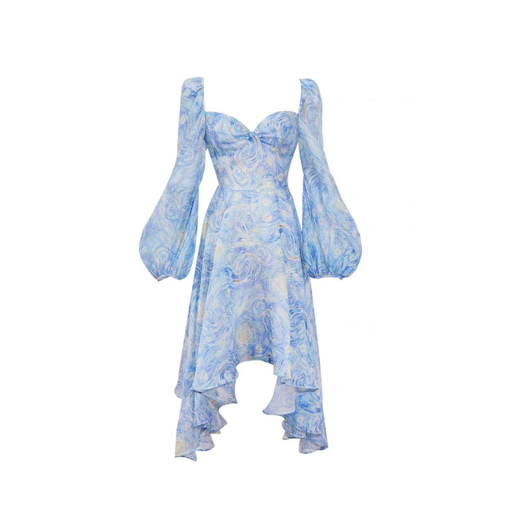 Callrinduck Starry Sky Painting Lady Long Dress Blue - Mores Studio