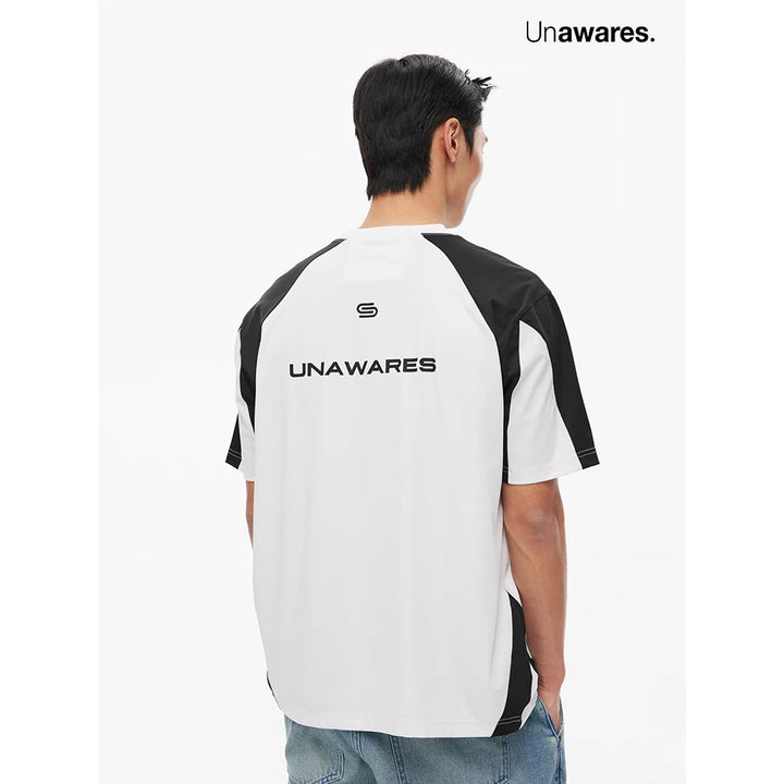 Unawares Color Blocking Jersey Logo Tee White - Mores Studio
