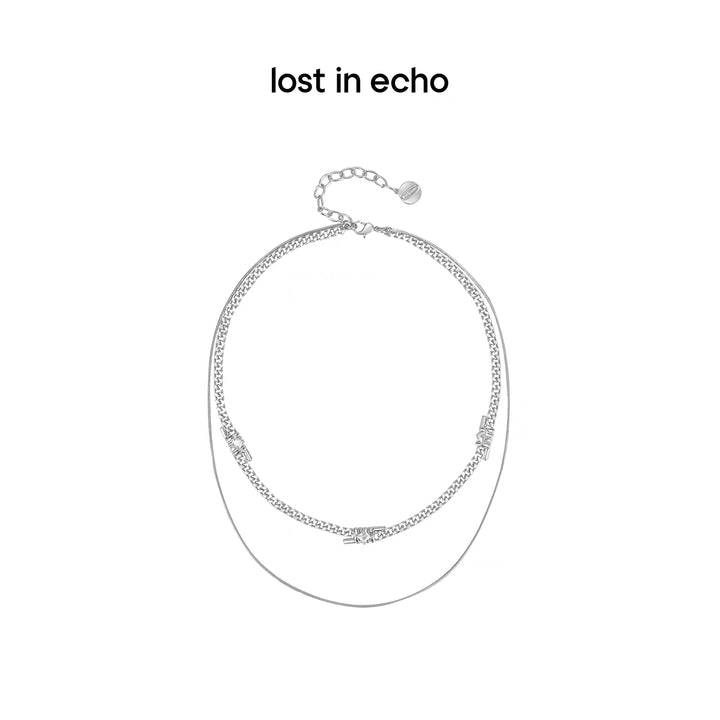 Lost In Echo Double Layer Zircon Necklace Sliver - Mores Studio