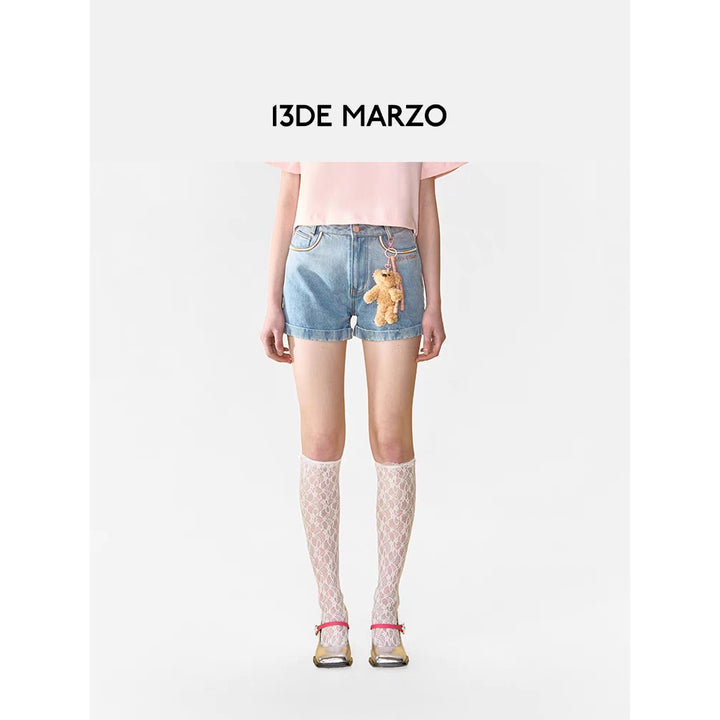13De Marzo Bear Classic Denim Shorts Blue - Mores Studio