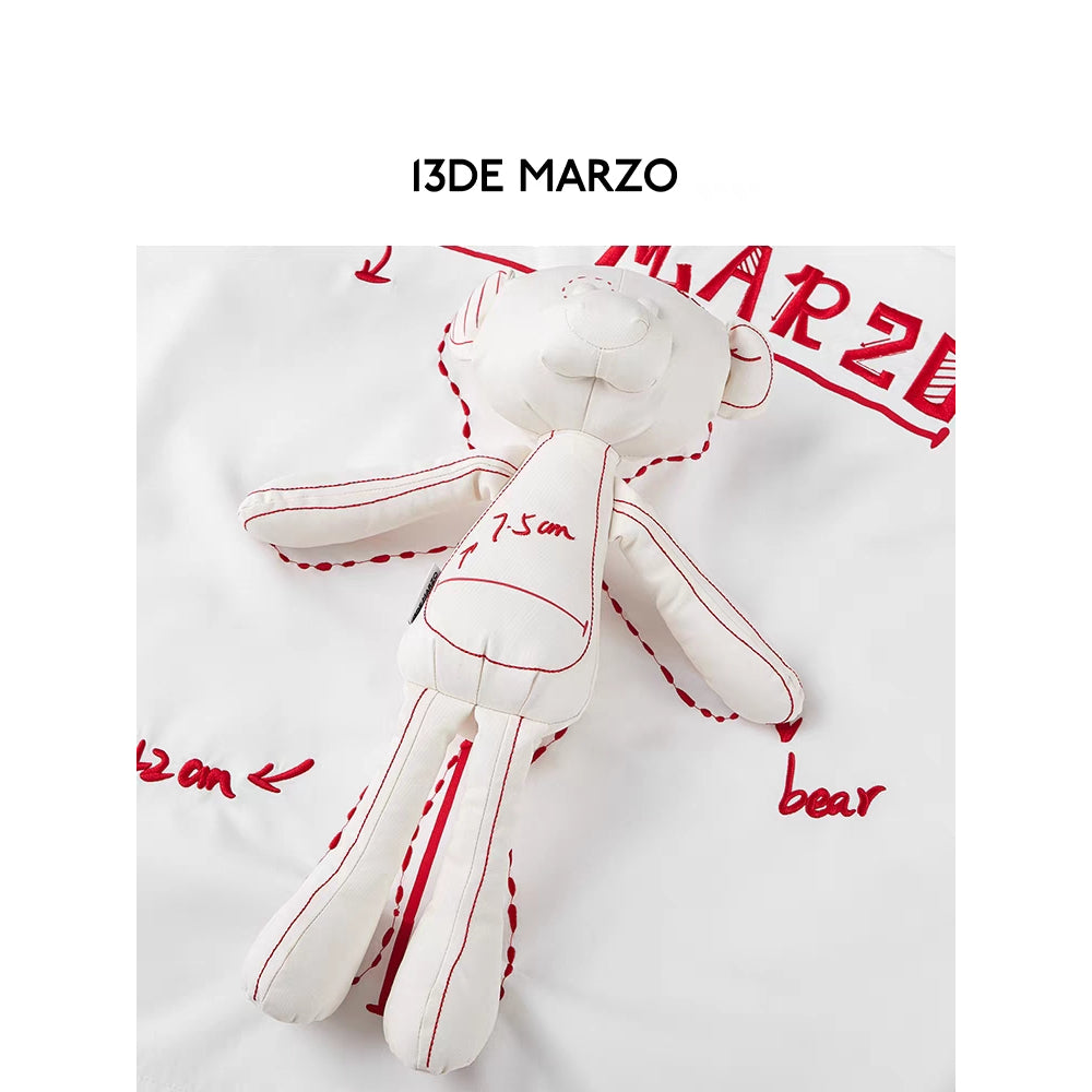 13De Marzo Plush Bear Sketch Line Shirt White - Mores Studio