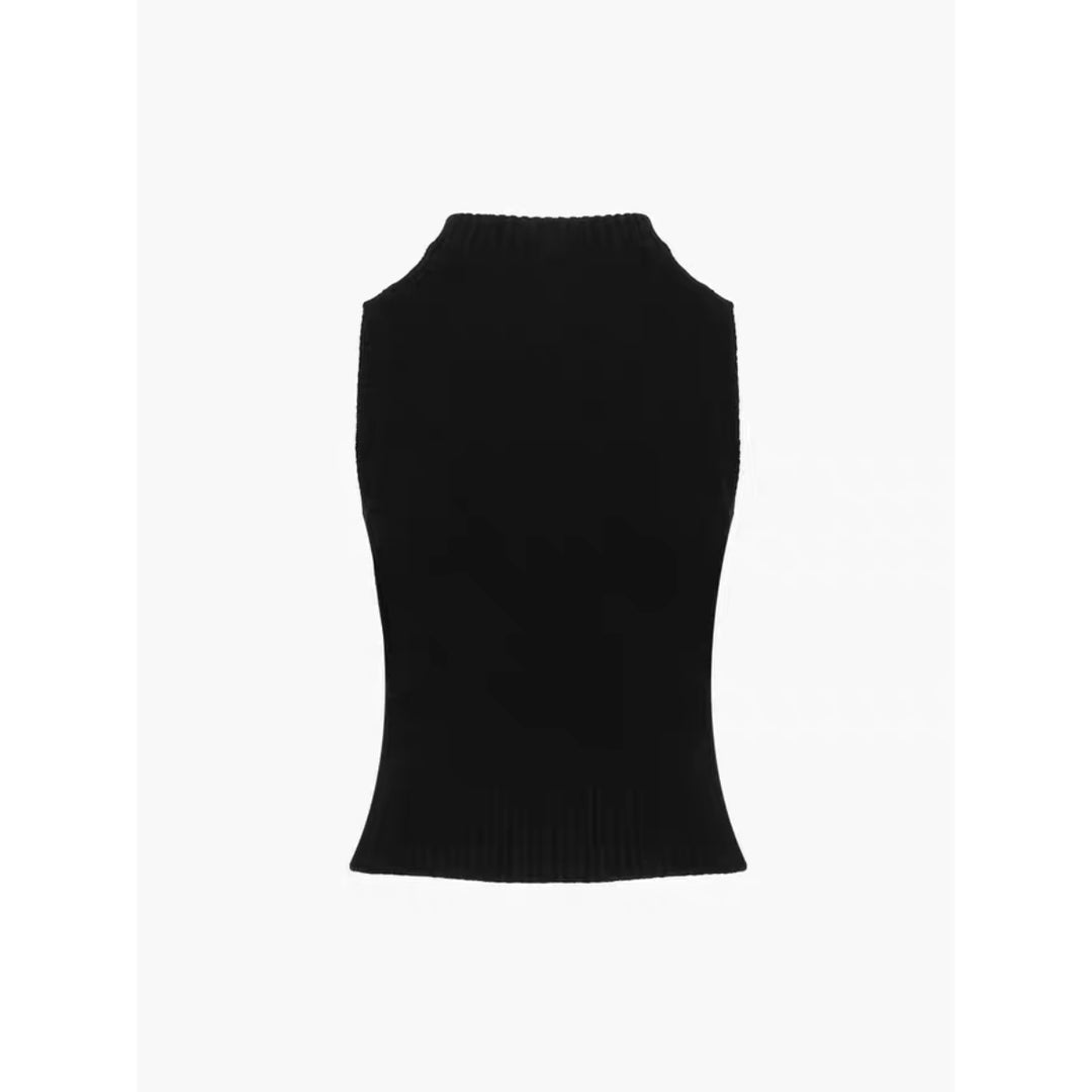 Ann Andelman Hollow Out Knit Vest Top Black - Mores Studio