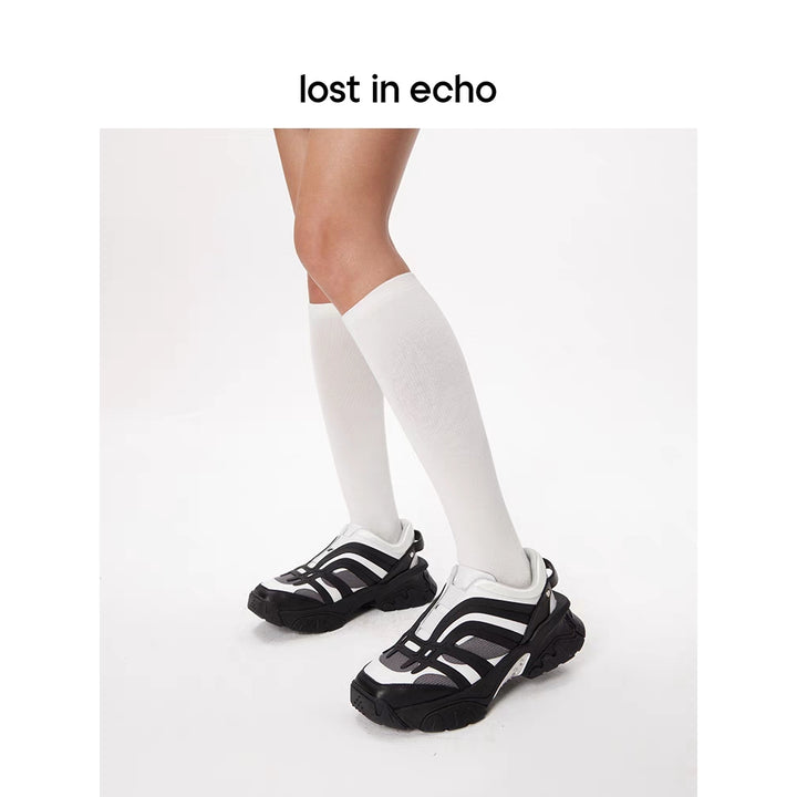 Lost In Echo Color Blocked Retro Sneaker Black/White - Mores Studio