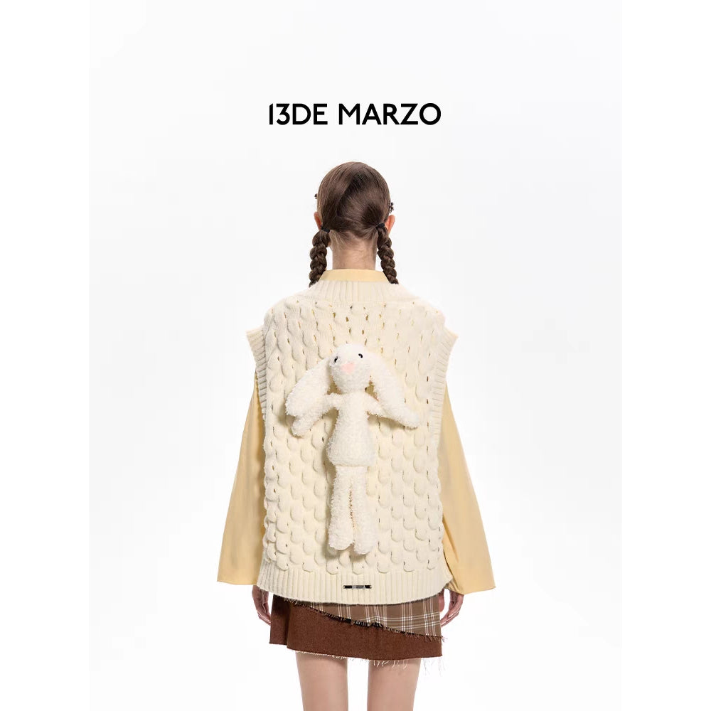 13De Marzo Plush Rabbit Doozoo Knit Vest Cream - Mores Studio