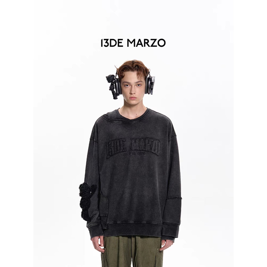 13De Marzo Doozoo Malposition Washed Sweater Black - Mores Studio