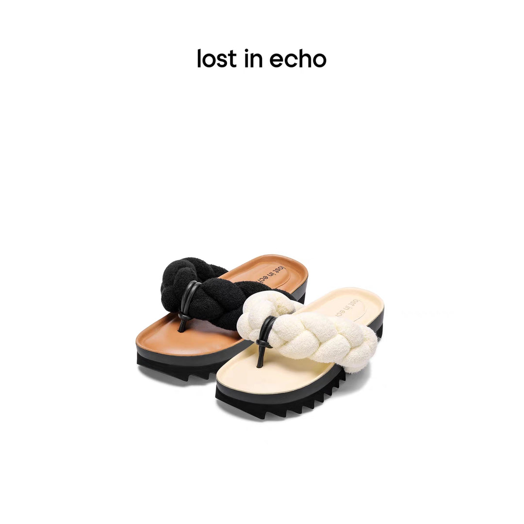 Lost In Echo Twist Heel Flip Flops Black - Mores Studio