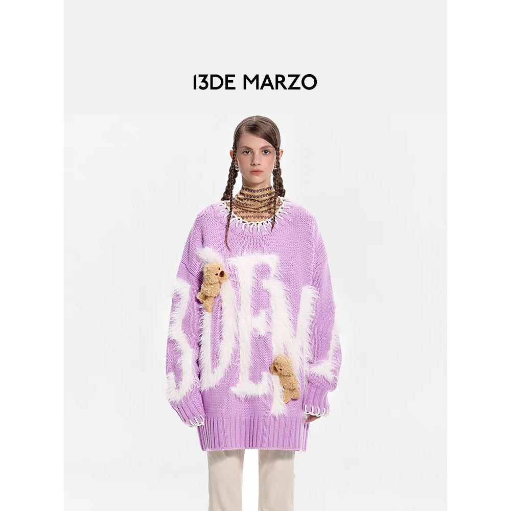 13De Marzo Doozoo Mohair Logo Sweater Purple - Mores Studio