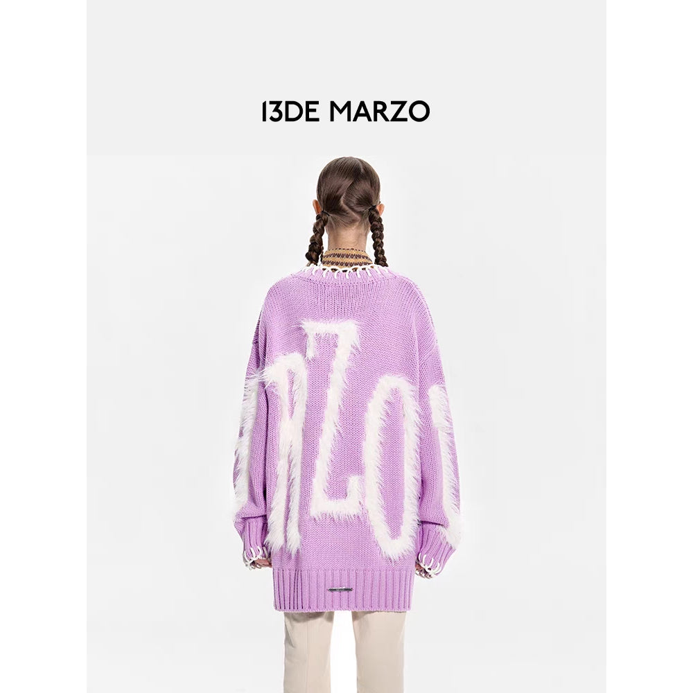 13De Marzo Doozoo Mohair Logo Sweater Purple - Mores Studio