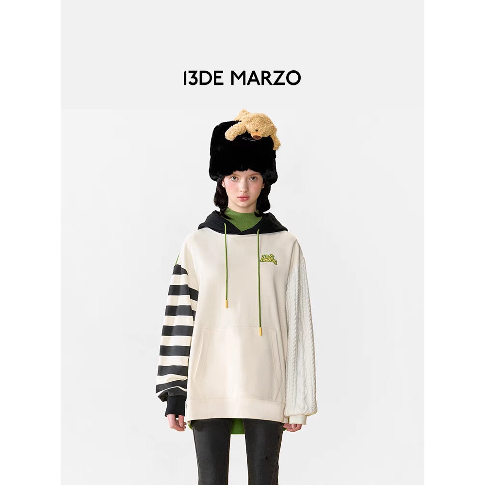 13De Marzo Green Back Patchwork Hoodie - Mores Studio