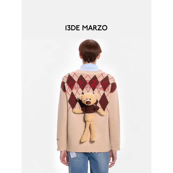 13De Marzo Doozoo ID Card Retro Cardigan Beige - Mores Studio