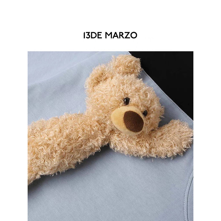 13De Marzo Fake-2-Piece Plush Bear Tee Blue - Mores Studio