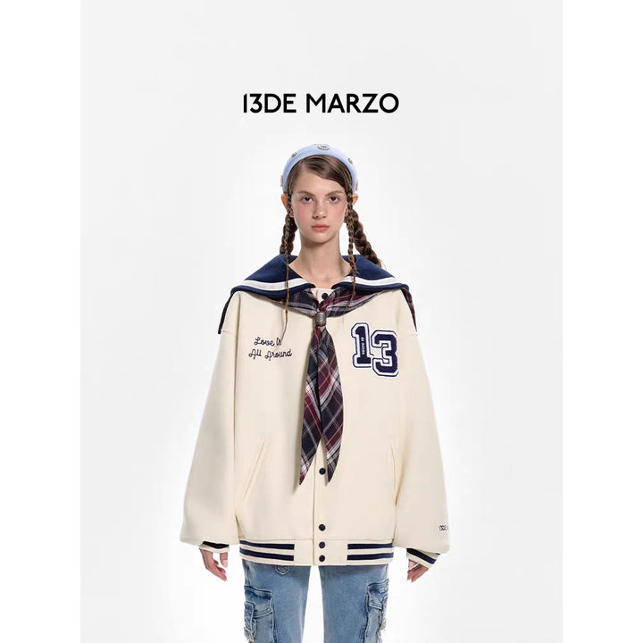 13De Marzo Sailor Collar Padded Coat White - Mores Studio