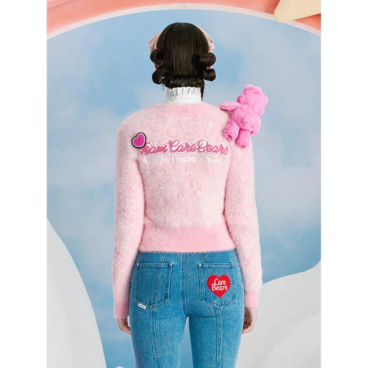 13De Marzo X Care Bears Heart Button Mohair Cardigan Pink - Mores Studio