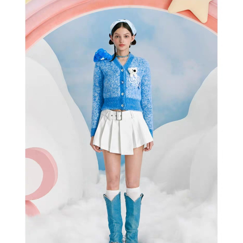 13De Marzo X Care Bears Heart Button Mohair Cardigan Blue - Mores Studio