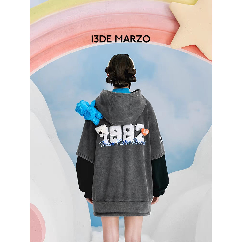 13De Marzo X Care Bears Fake-2-Piece 1982 Hoodie Black - Mores Studio