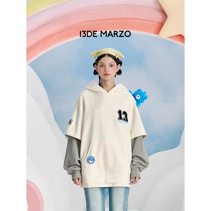 13De Marzo X Care Bears Fake-2-Piece 1982 Hoodie White - Mores Studio