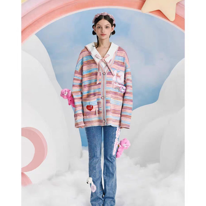 13De Marzo X Care Bears Colored Striped Cardigan Pink - Mores Studio