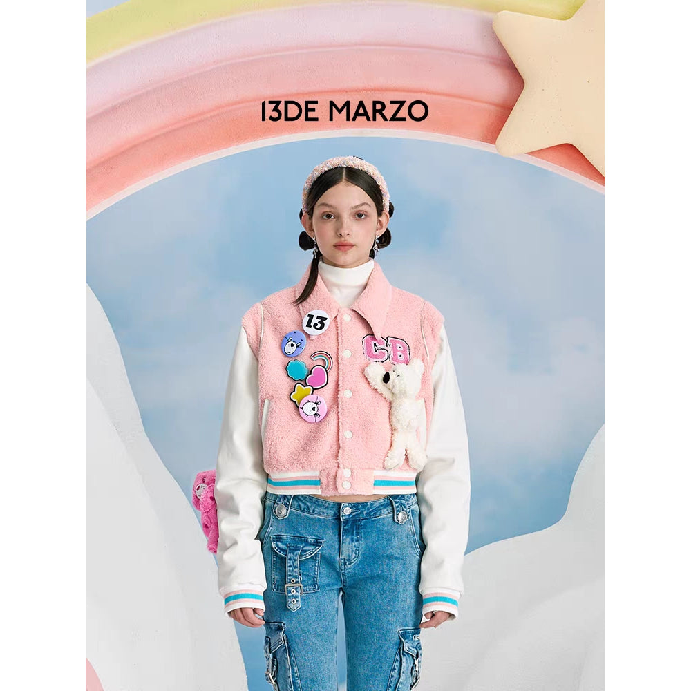 13De Marzo X Care Bears Short Baseball Jacket Pink - Mores Studio