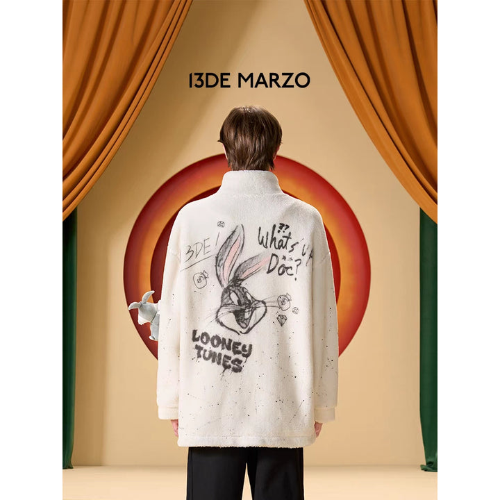 13De Marzo X Looney Tunes Bugs Bunny Fleece Jacket White - Mores Studio
