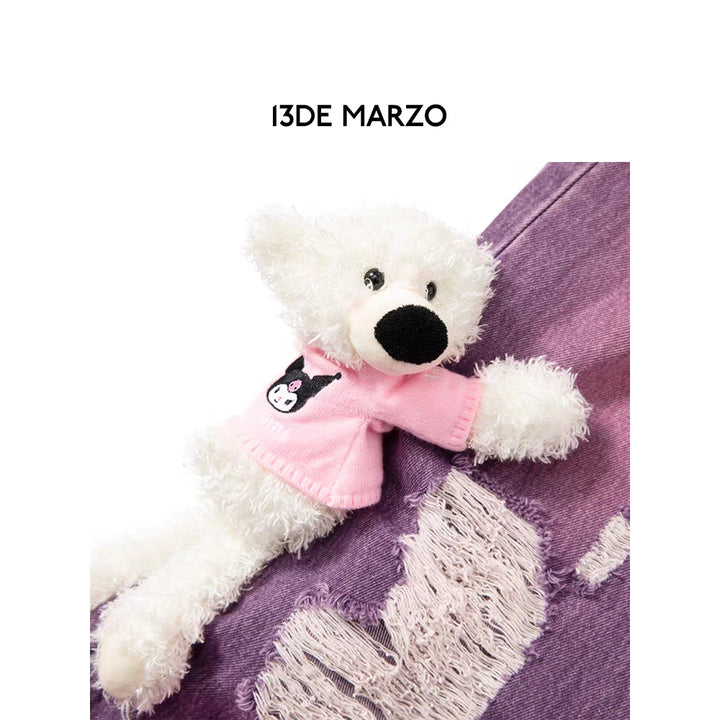 13De Marzo X Kuromi Luminous Bear Heart Jeans Purple - Mores Studio